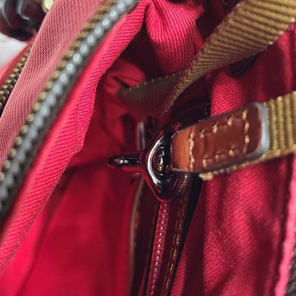 Dooney & Bourke Red Nylon Pouchette Letter Carrier Cross Body Bag Broken Strap - Picture 11 of 16
